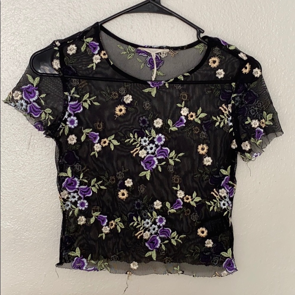 Urban Outfitters Sheer Floral Top